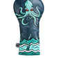 Kraken driver cover featuring an intricate octopus design on a black background, ideal for golf enthusiasts.