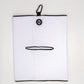 White magnetic towel with a sleek design, featuring a strong magnetic backing for easy attachment and storage.