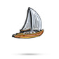 Margaritaville sailboat-shaped ball marker for golf, featuring a colorful design.