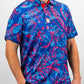 Retro Cabo Colada polo shirt in vibrant colors featuring a tropical design and short sleeves.