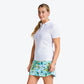 Brenna Mock Neck Polo Shirt in White