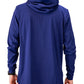 Navy performance golf hoodie featuring a relaxed fit and adjustable hood, ideal for stylish comfort on the course.