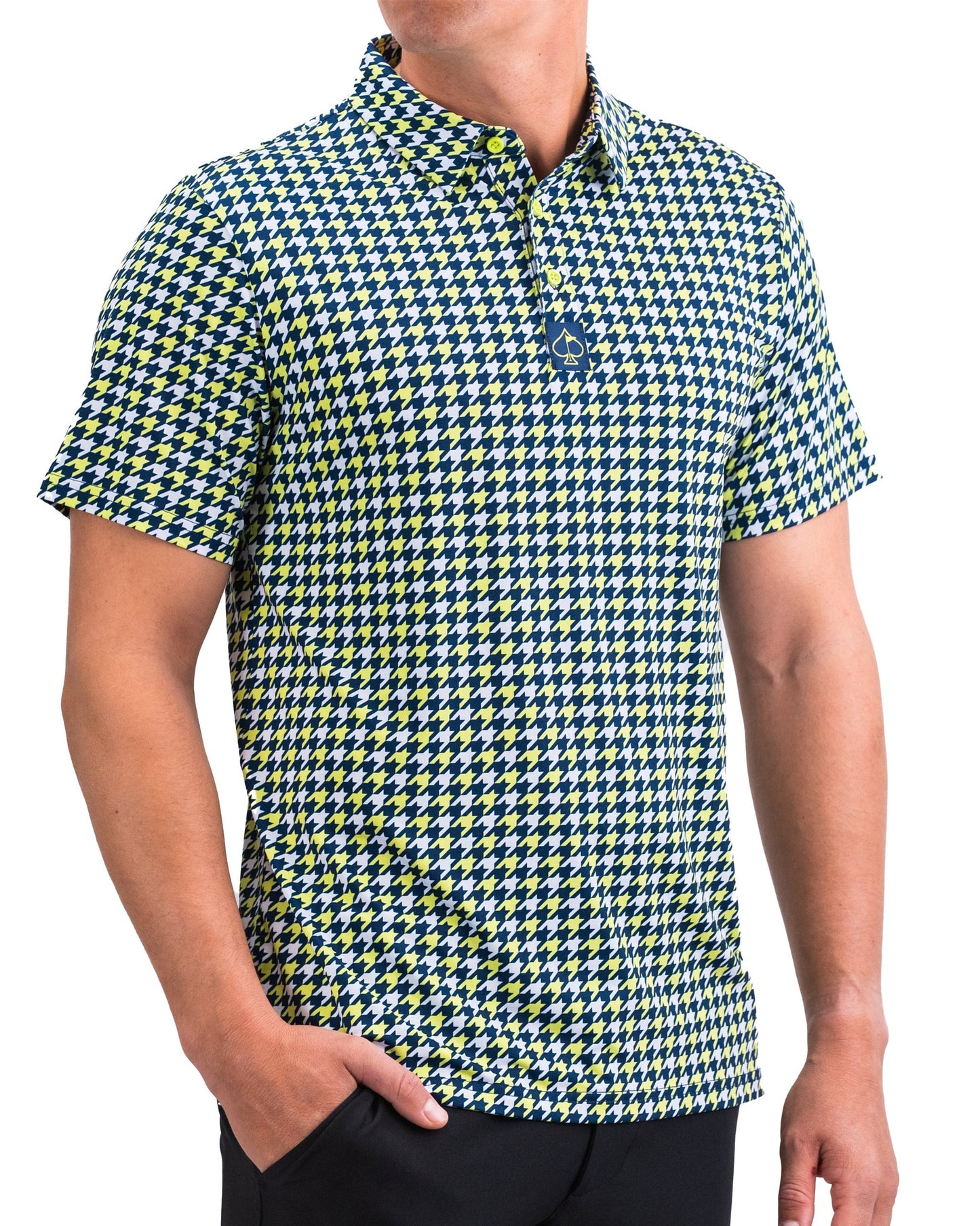 Polo Men- Houndstooth - Lime