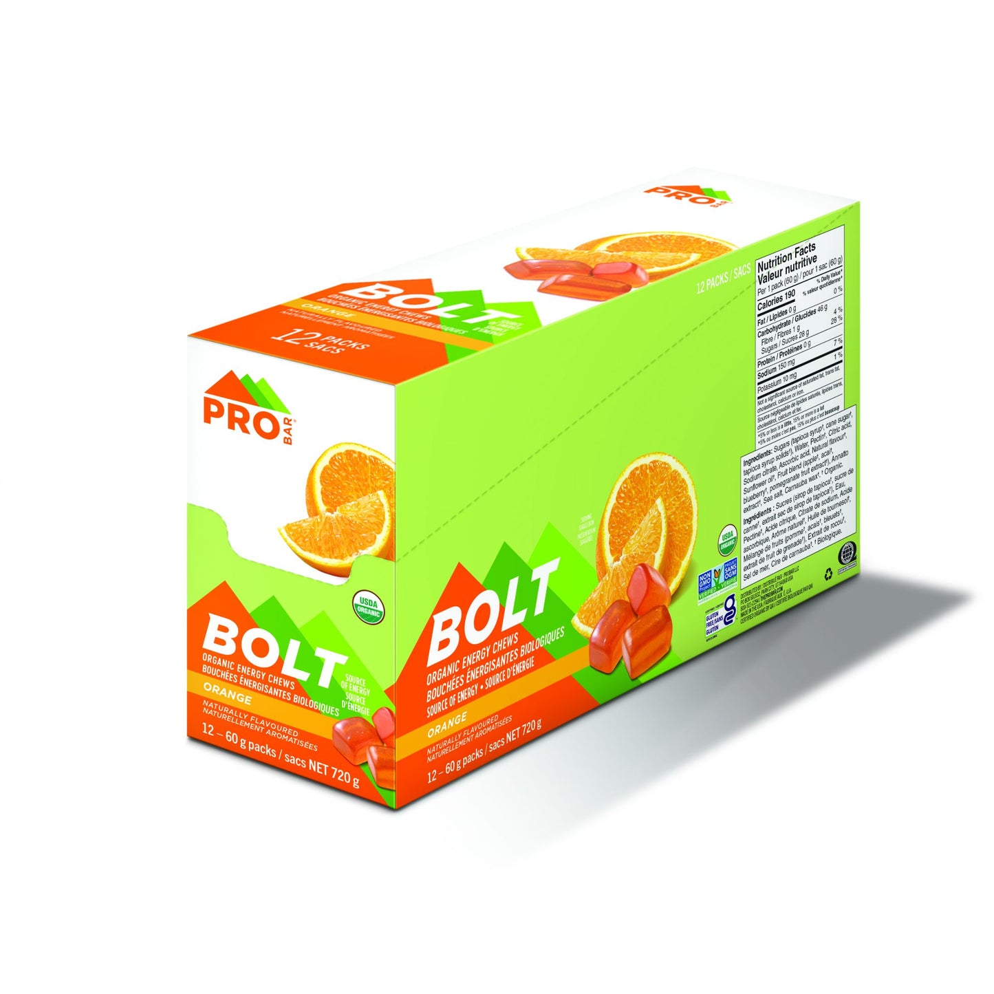 BOÎTE DE 12 UNITÉS DE BONBONS GÉLIFIÉS PROBAR BOLT ORANGE