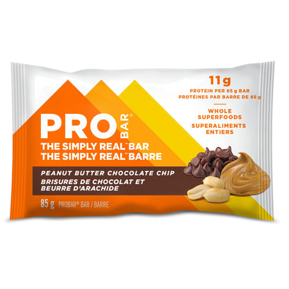 Barre simply real de PROBAR beurre de cacahuète pépites de chocolat (boîte de 12 unités)