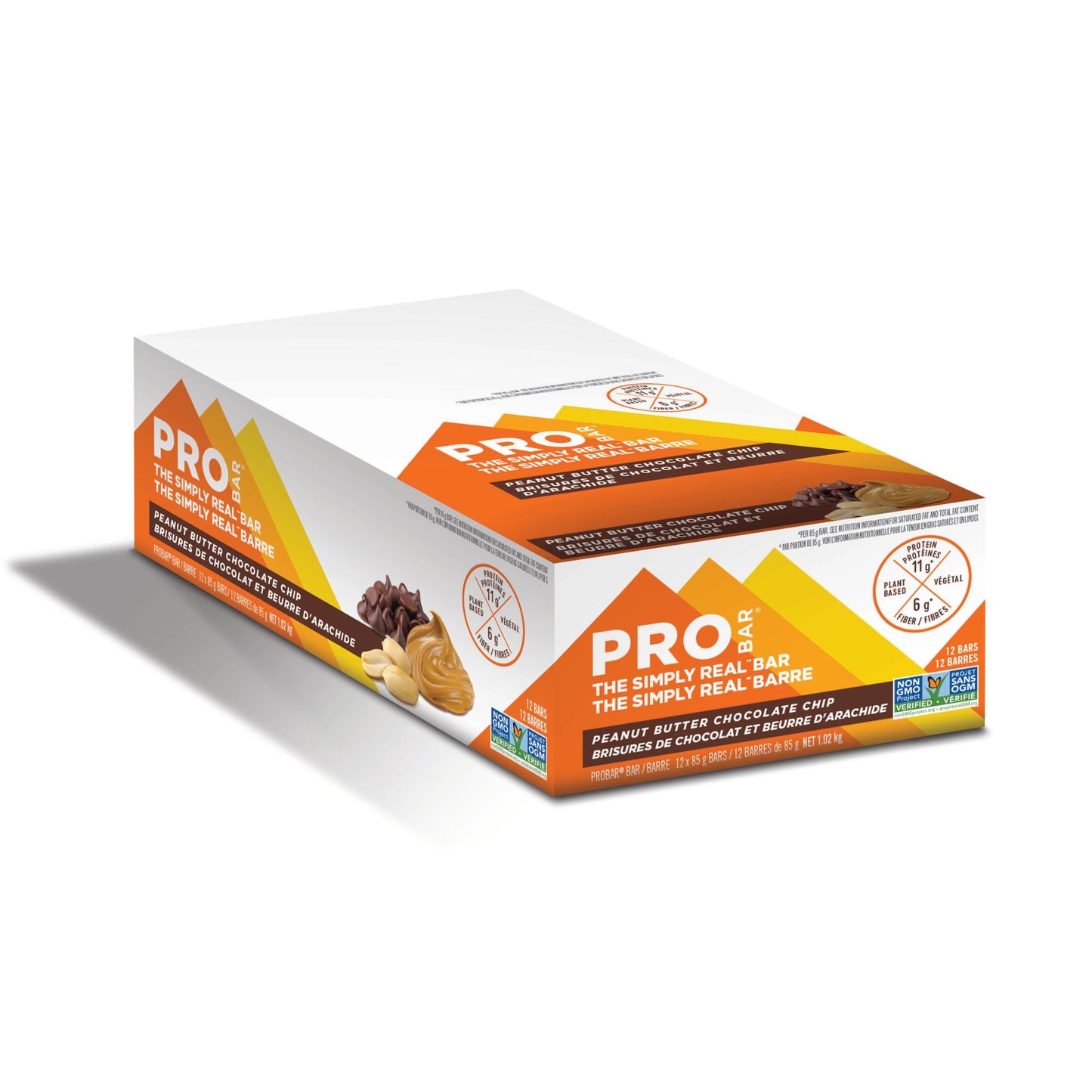 Barre simply real de PROBAR beurre de cacahuète pépites de chocolat (boîte de 12 unités)