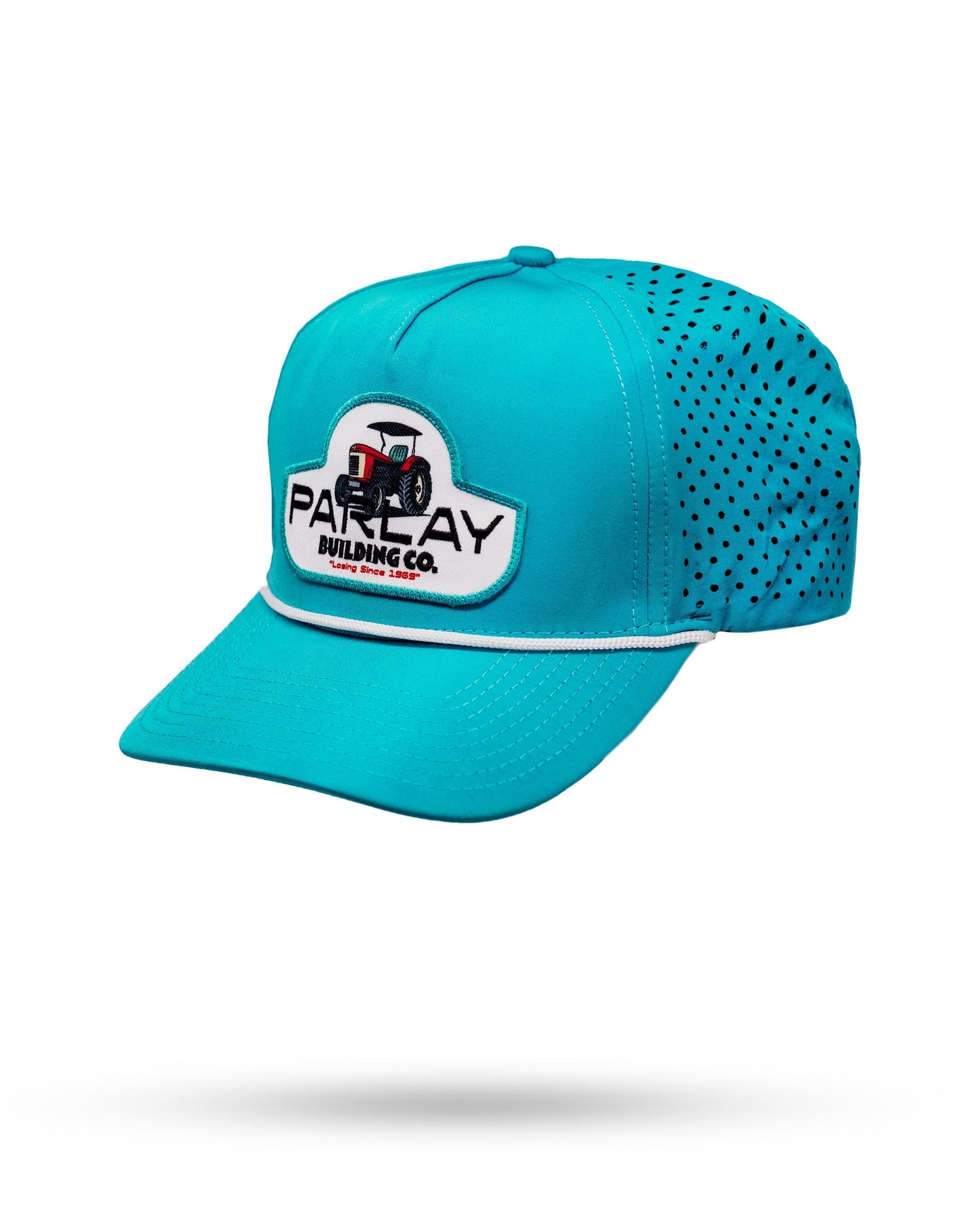 Perforated baby blue rope hat from Parlay Building Co. with a stylish patch logo.