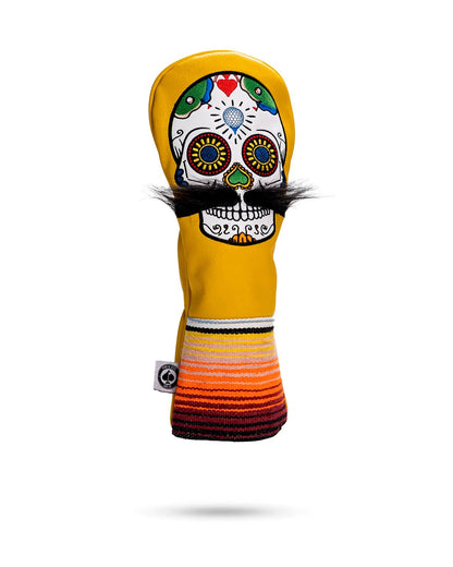 Fairway Cover- Mustache Sugar Skull-Yellow