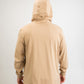 Men's performance golf hoodie in sand color, featuring a lightweight design and adjustable hood for comfort on the course.