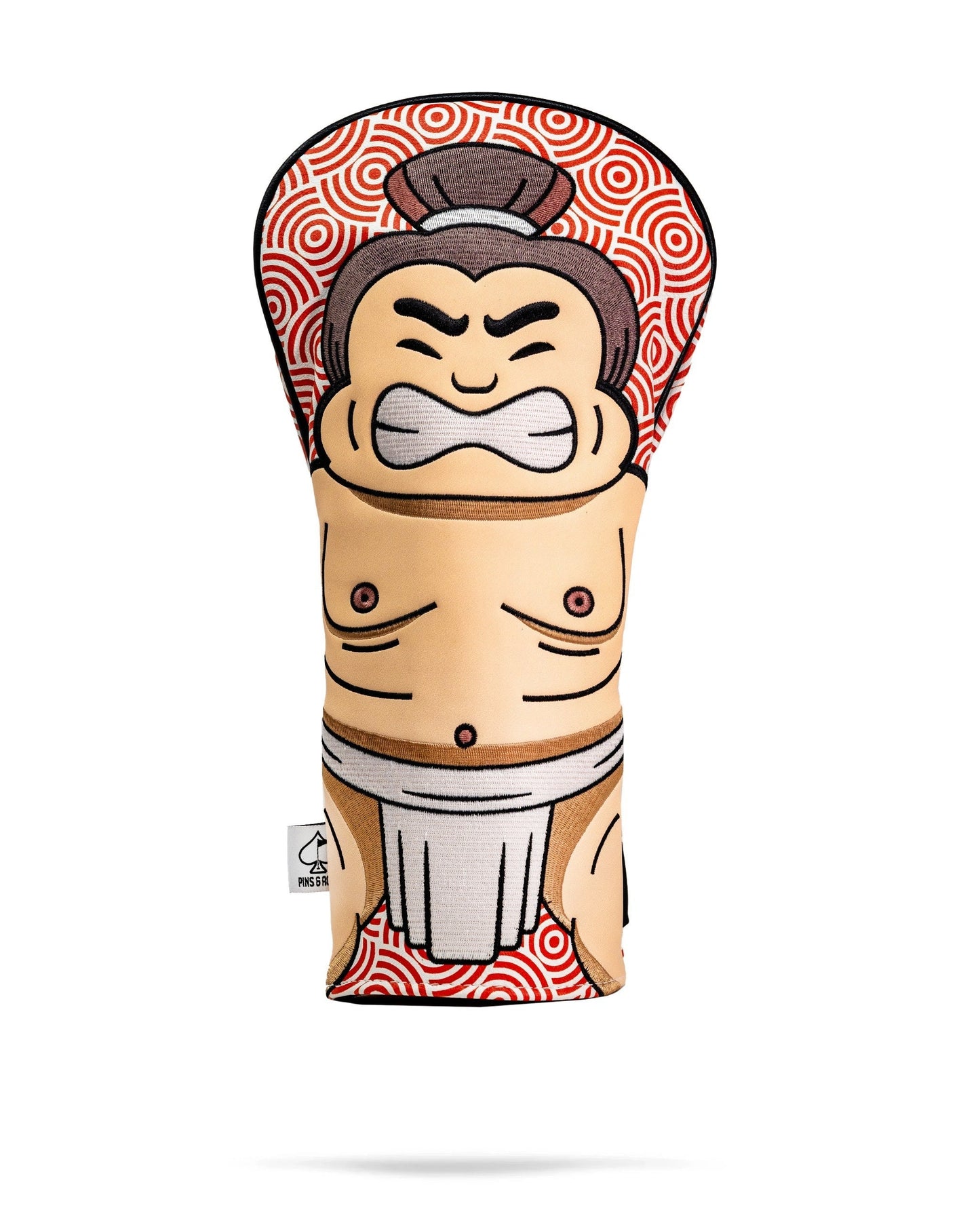 Sumo driver cover featuring a cartoon sumo wrestler design with bold colors, perfect for golfers seeking unique style.