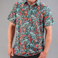 Bold teal golf shirt featuring a vibrant tiger and floral pattern, perfect for golfers looking to make a statement on the course.