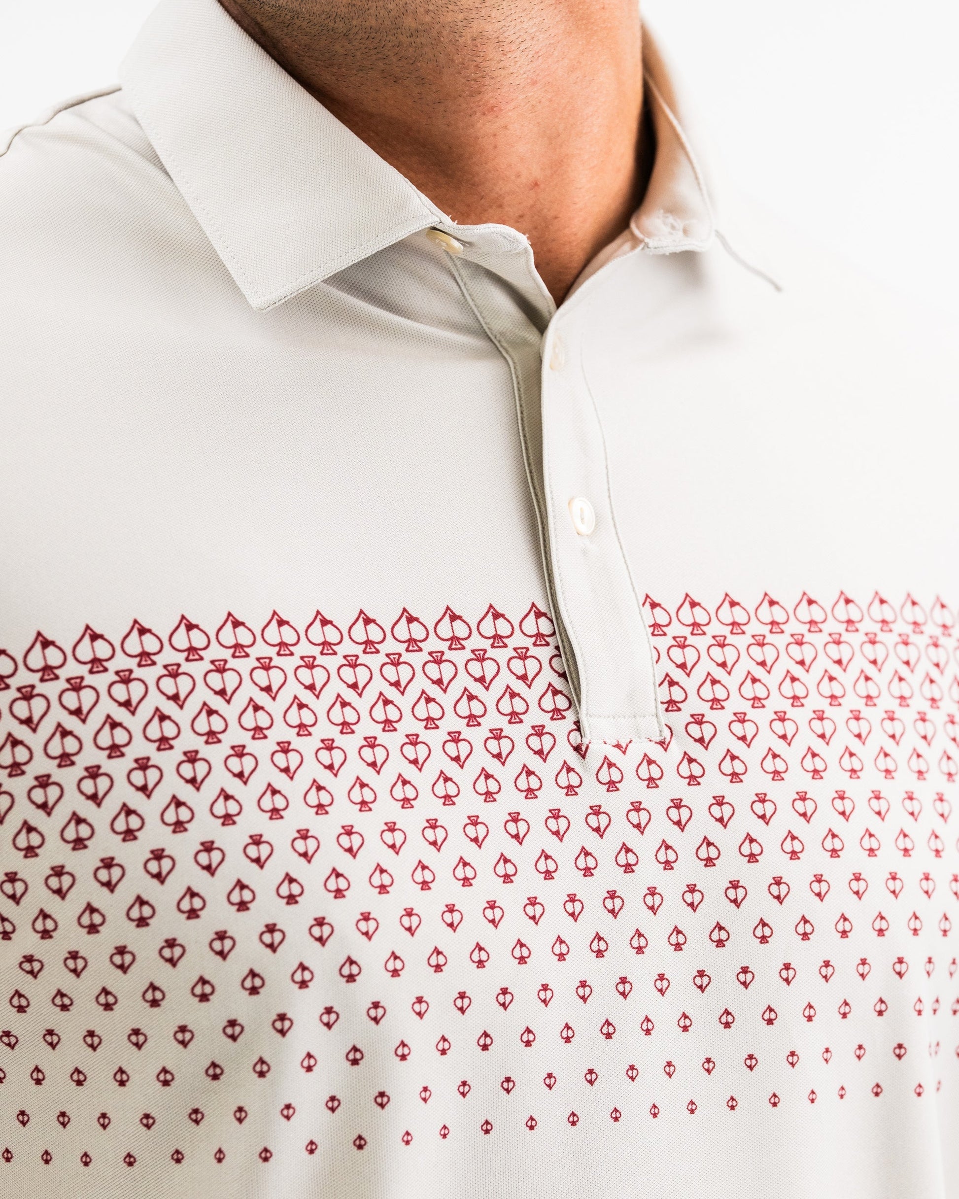 Player Preferred™ Polo in Spade Fade Light, showcasing a gradient design from dark to light, featuring a classic collar and short sleeves, ideal for active wear.