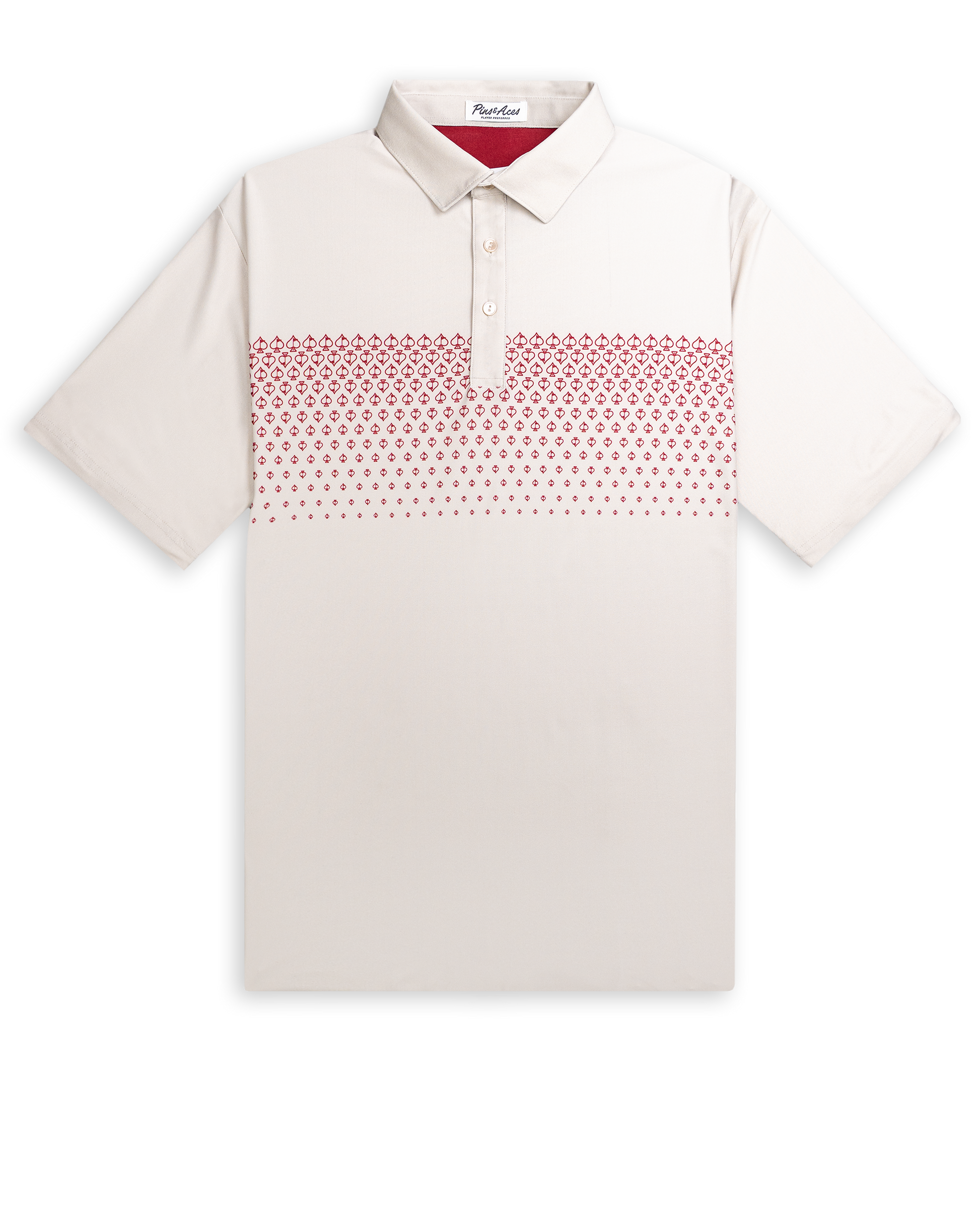 Player Preferred™ Polo in Spade Fade Light featuring a gradient design from dark to light shades of blue, short sleeves, and a classic polo collar.