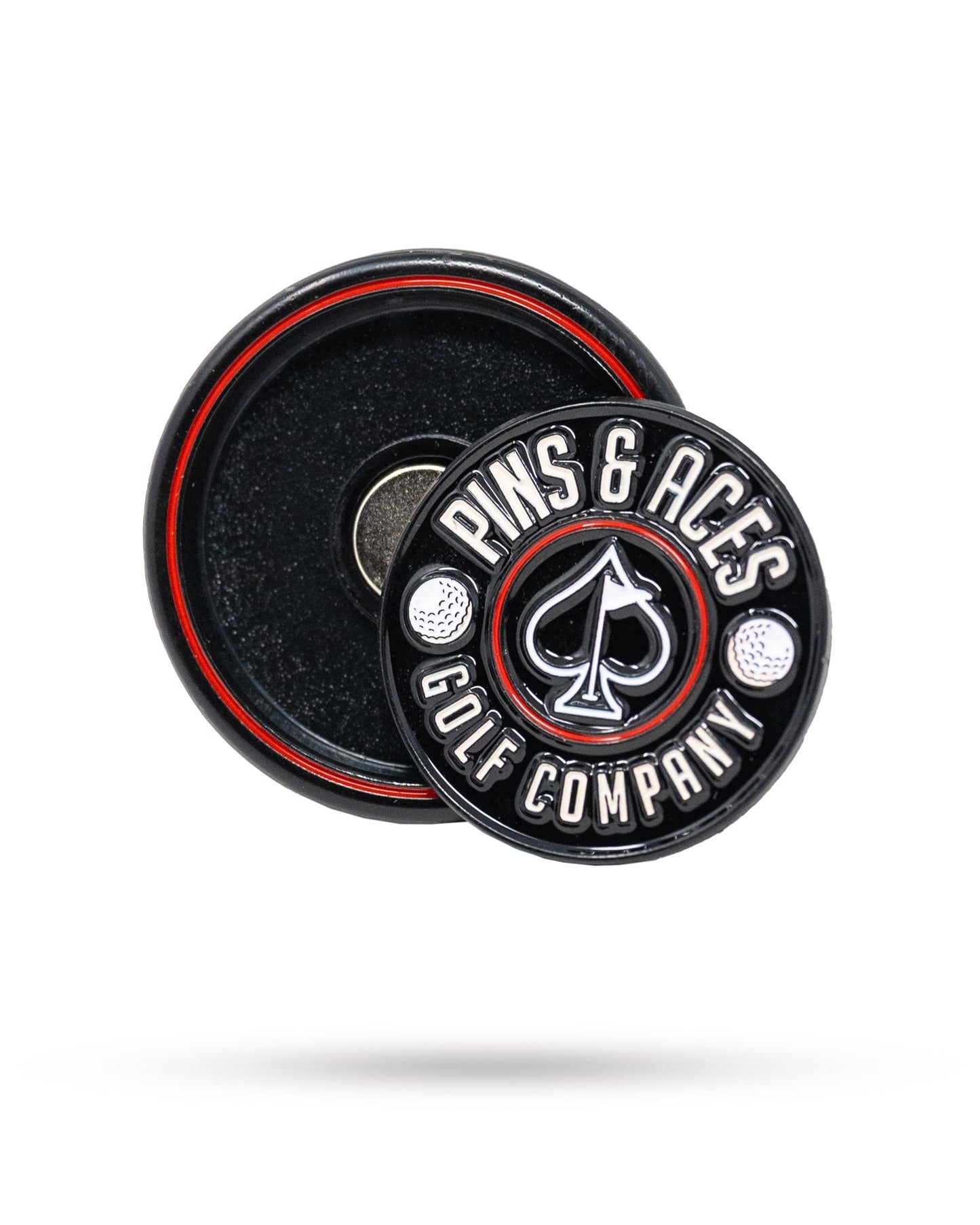 Black Pop Out Medallion Ball Marker on a white background.