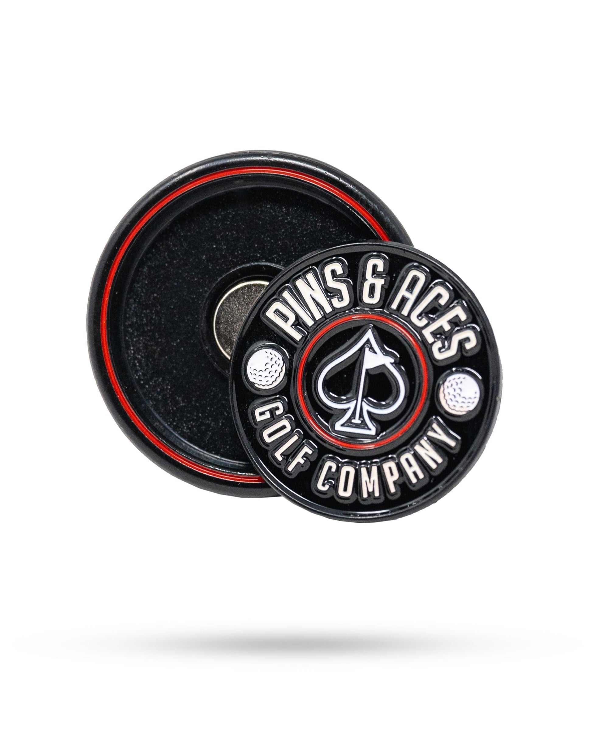 Black Pop Out Medallion Ball Marker on a white background.