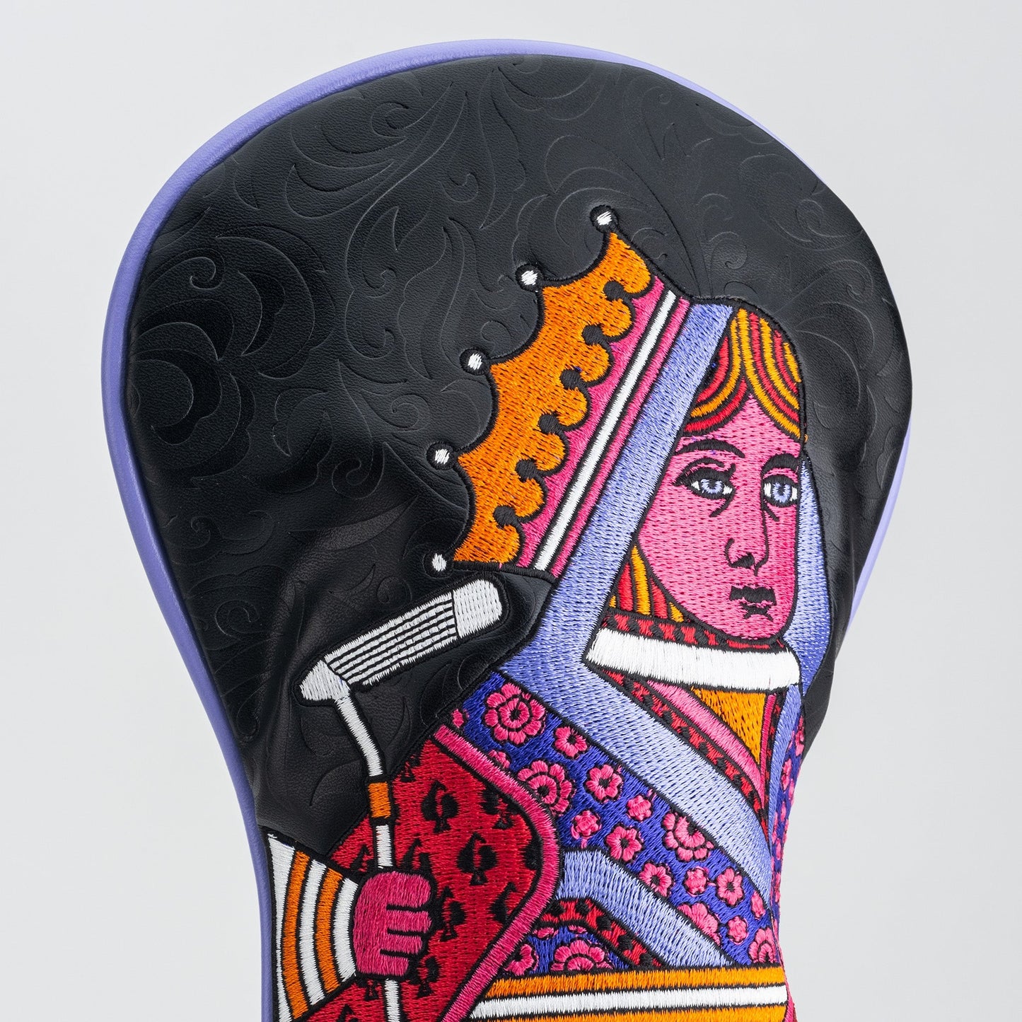 Queen of Spades fairway cover featuring a stylish design with a spade symbol, made from high-quality materials for golf clubs.