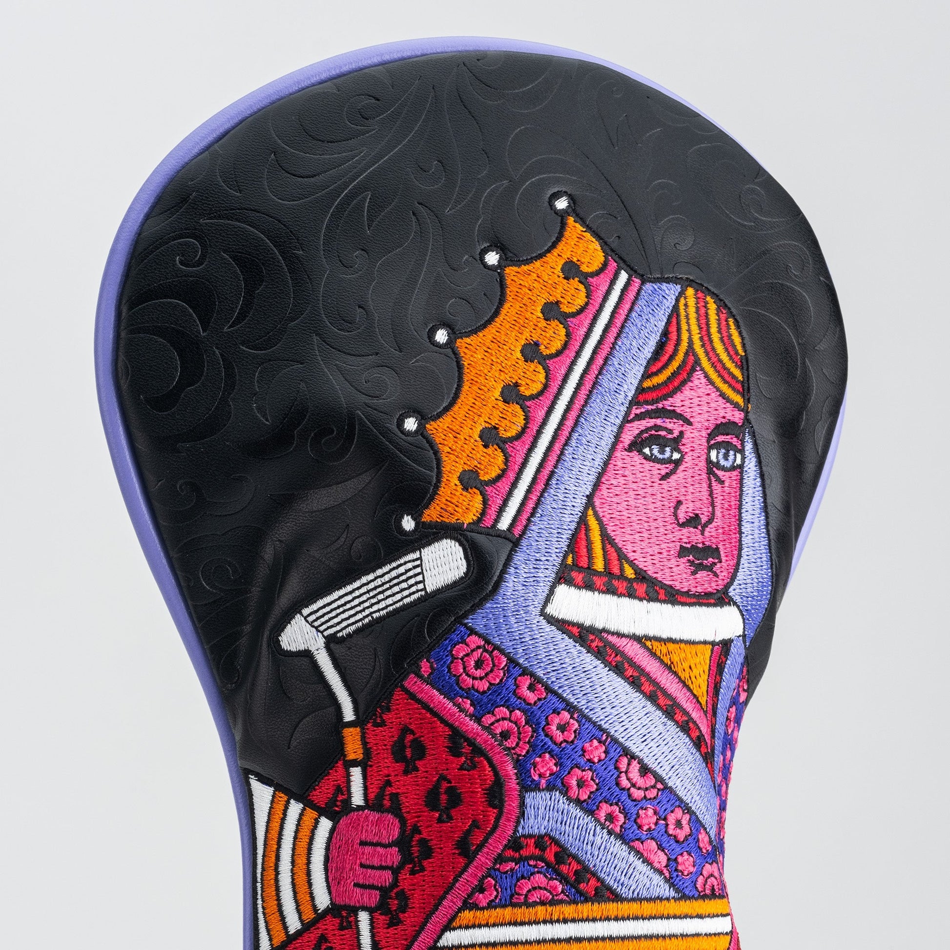 Queen of Spades fairway cover featuring a stylish design with a spade symbol, made from high-quality materials for golf clubs.