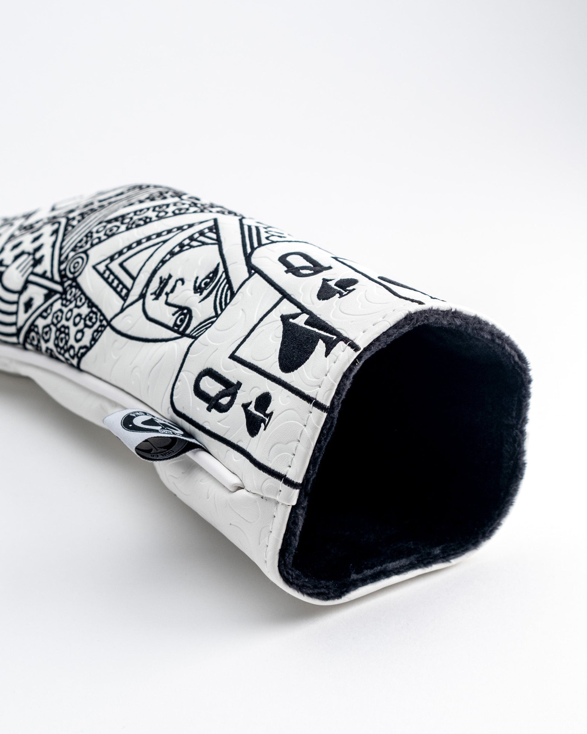 White Out Queen of Spades fairway cover with a sleek design featuring a spade symbol, designed for golf clubs.
