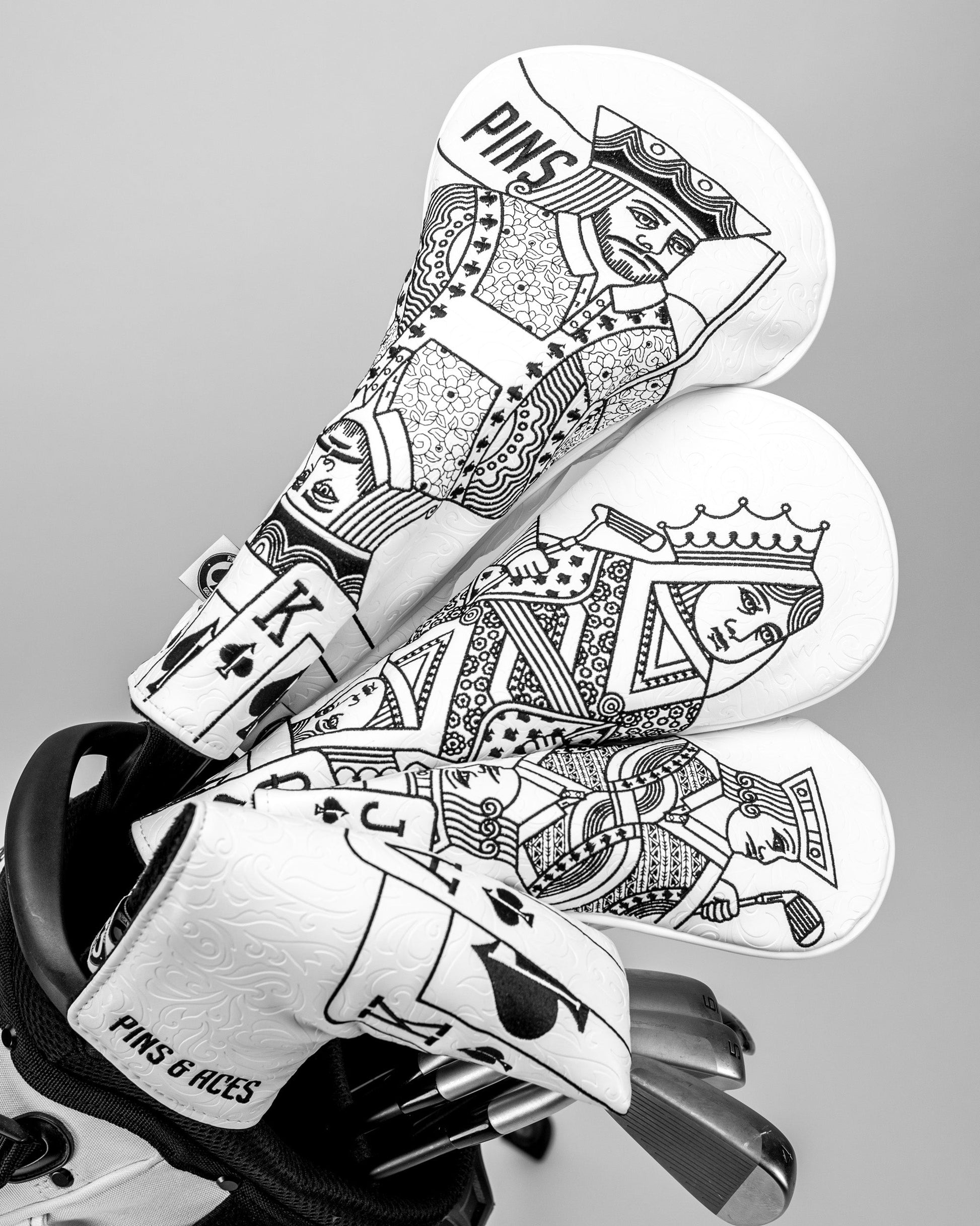 White Out King of Spades golf driver cover with a stylish design featuring a spade motif.
