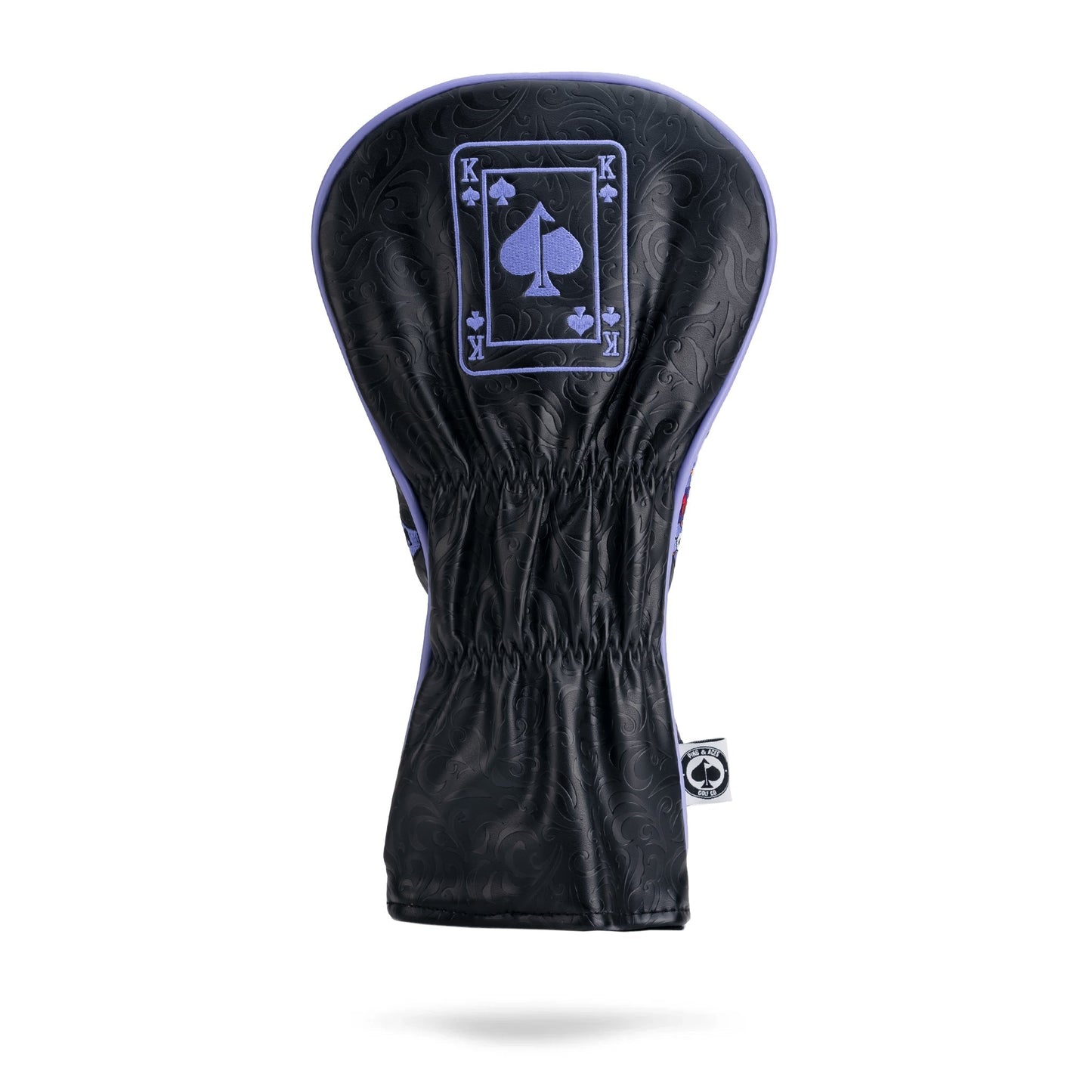Alt text: King of Spades driver cover with a royal flush design, featuring a prominent king card on a dark background.