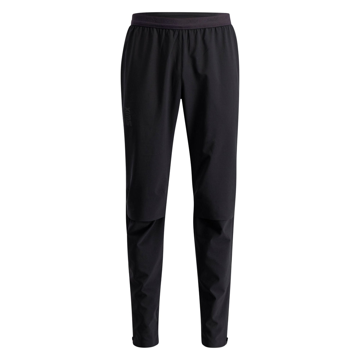 Black athletic pants on a light gray background