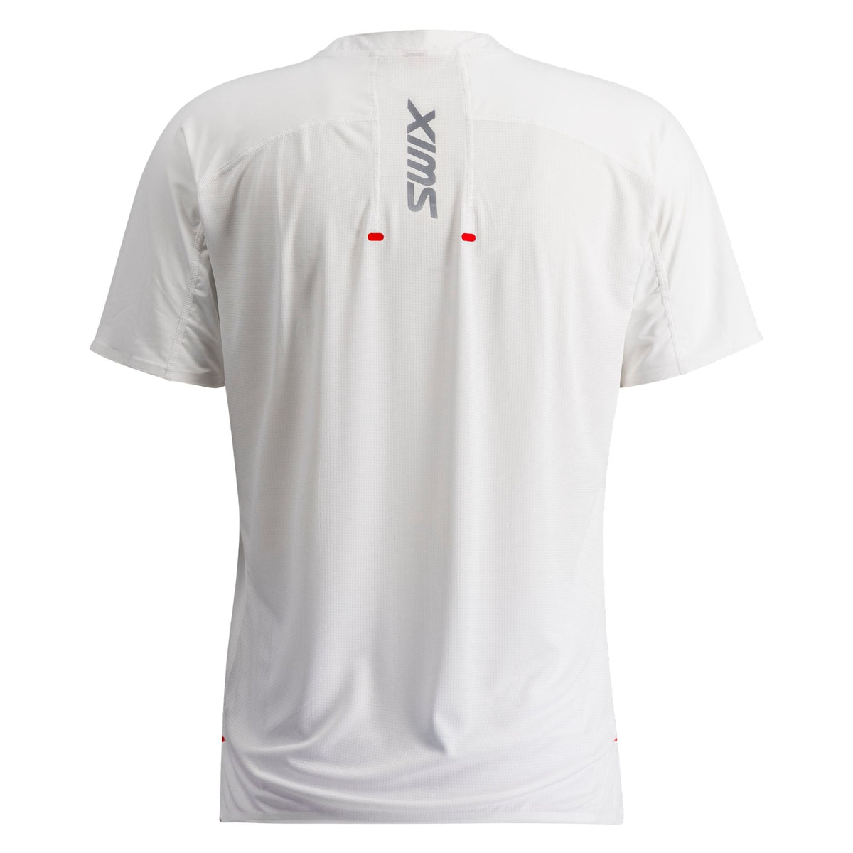 White t-shirt with a brand logo on the back against a white background