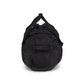 Black duffel bag on a white background