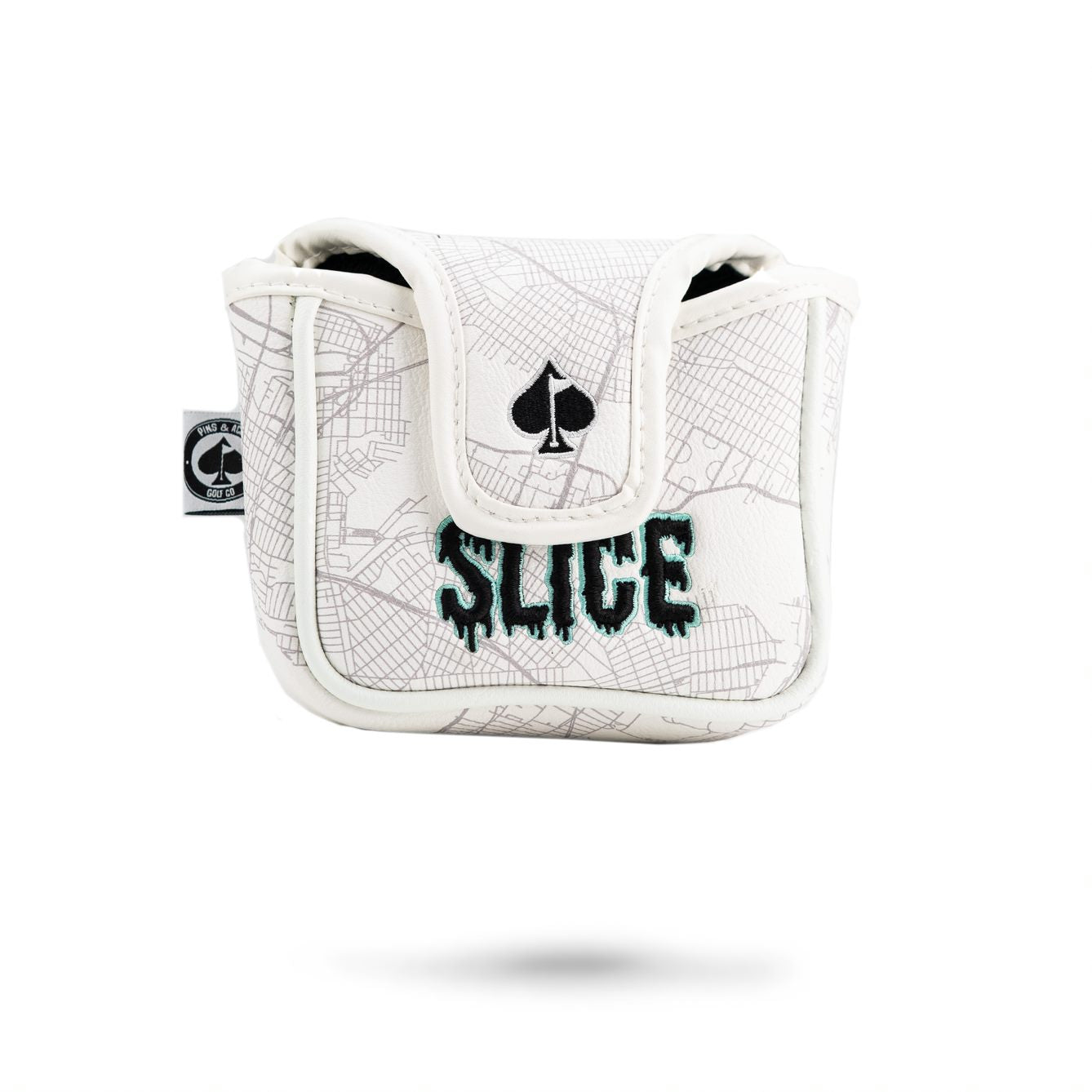 Shady Slice Mallet Cover featuring a vibrant print with tropical leaves and a classic shape, designed for golf putters.