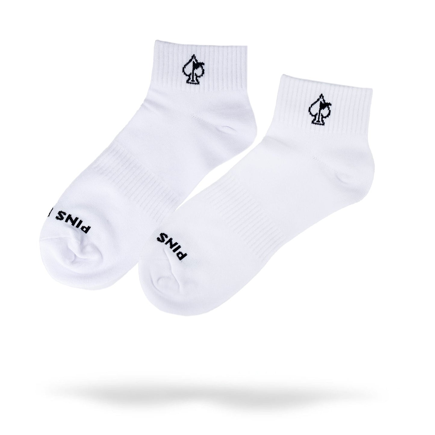Pins Socks - Crew White, featuring a classic white design with subtle logo details, perfect for casual or athletic wear.