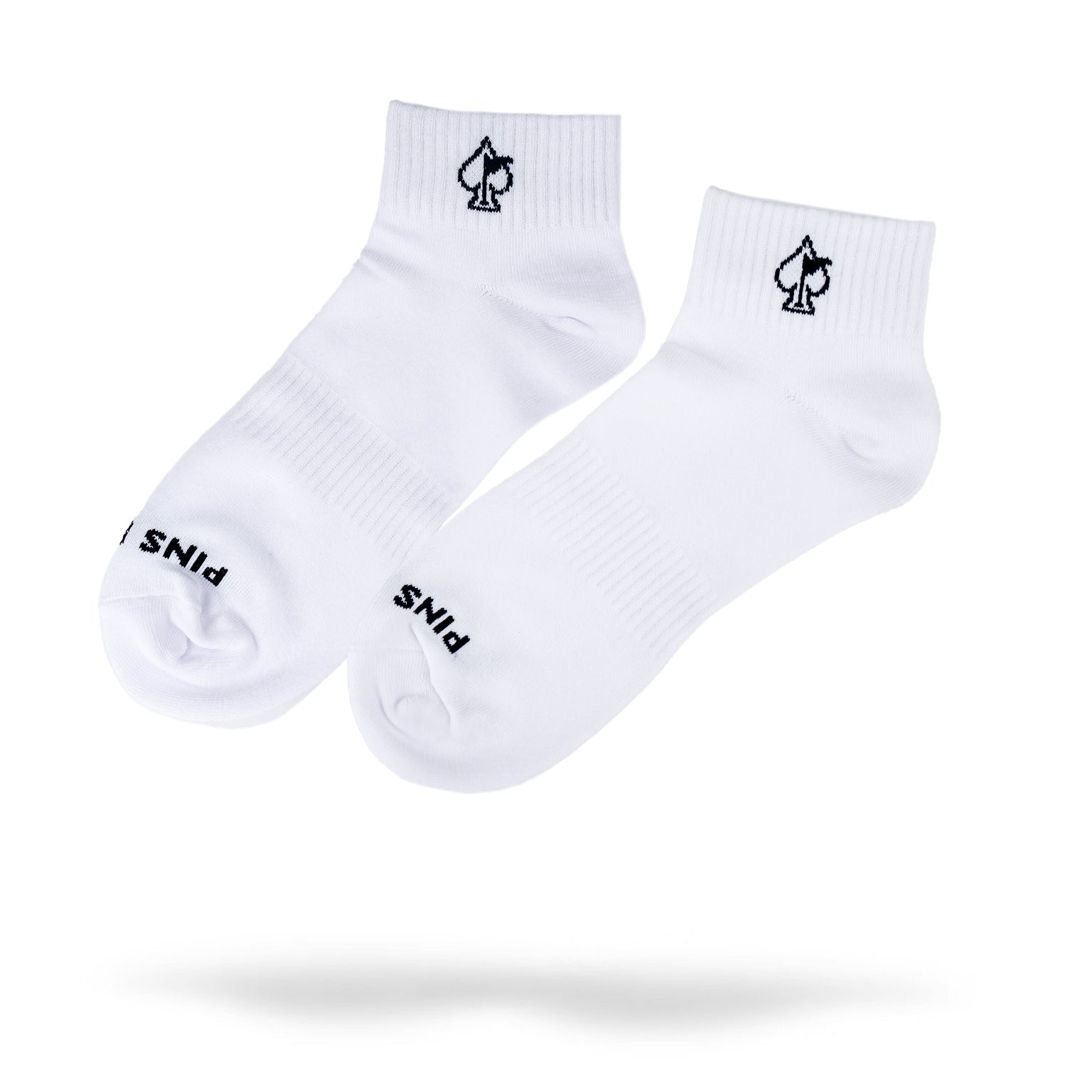 Pins Socks - Crew White, featuring a classic white design with subtle logo details, perfect for casual or athletic wear.