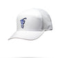 White Tradesman Hat featuring Space Golfer design, front view.
