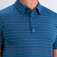 Men's long-sleeve shirt featuring a blue and white wave pattern, perfect for spring fashion.