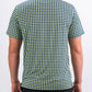 Men's houndstooth print shirt in lime green and black colors.