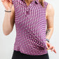 Women's houndstooth pattern dress in raspberry color, showcasing a flattering fit and elegant design.