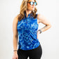 Women's Cabo Ocean dress, featuring a vibrant print, short sleeves, and a flowing silhouette.