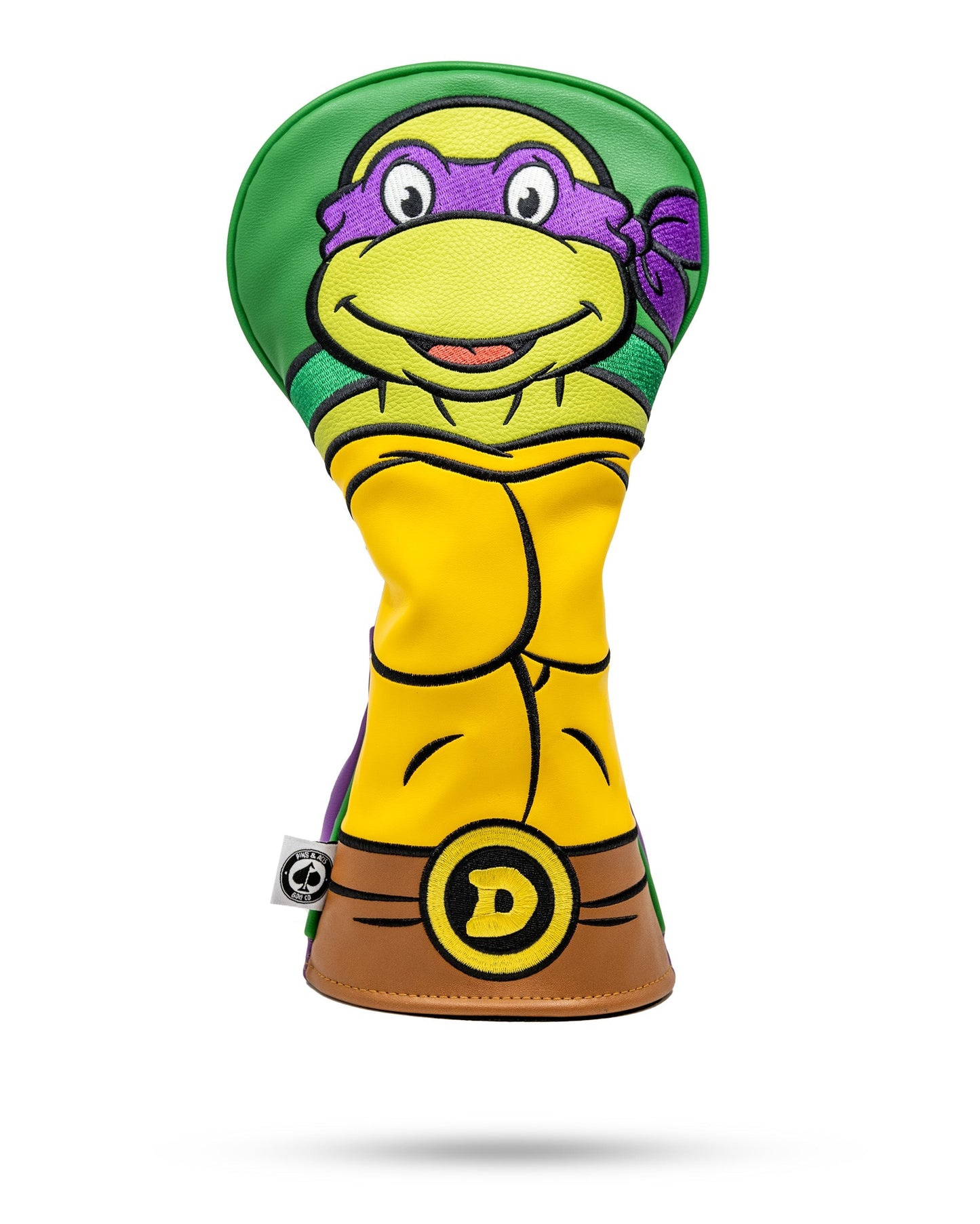 TMNT Donatello driver cover featuring vibrant purple and green colors, showcasing the character's face with a signature mask and expression.
