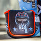Top Gun Maverick themed golf mallet headcover with skull and aviator goggles design, featuring patriotic stars and red trim.