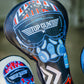 Top Gun Maverick golf driver headcover with a skull wearing sunglasses and headphones, featuring bold graphics and vibrant colors.