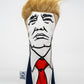 Trump-themed fairway cover featuring a detailed illustration of Donald Trump's head in vibrant colors.