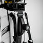 Player Preferred™ Golf Bag in Domino design, showcasing a stylish white exterior with a modern pattern and integrated speaker.
