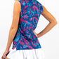 Women's Cabo Colada Sleeveless top in light fabric, featuring a relaxed fit and tropical print, showcased on a model against a neutral background.