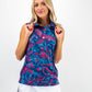 Women's Cabo Colada sleeveless dress in a vibrant floral print, displayed on a model against a neutral background.