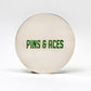 "6 Milly Spearmint Ball Marker featuring 'PINS & ACES' in green lettering on a silver background.