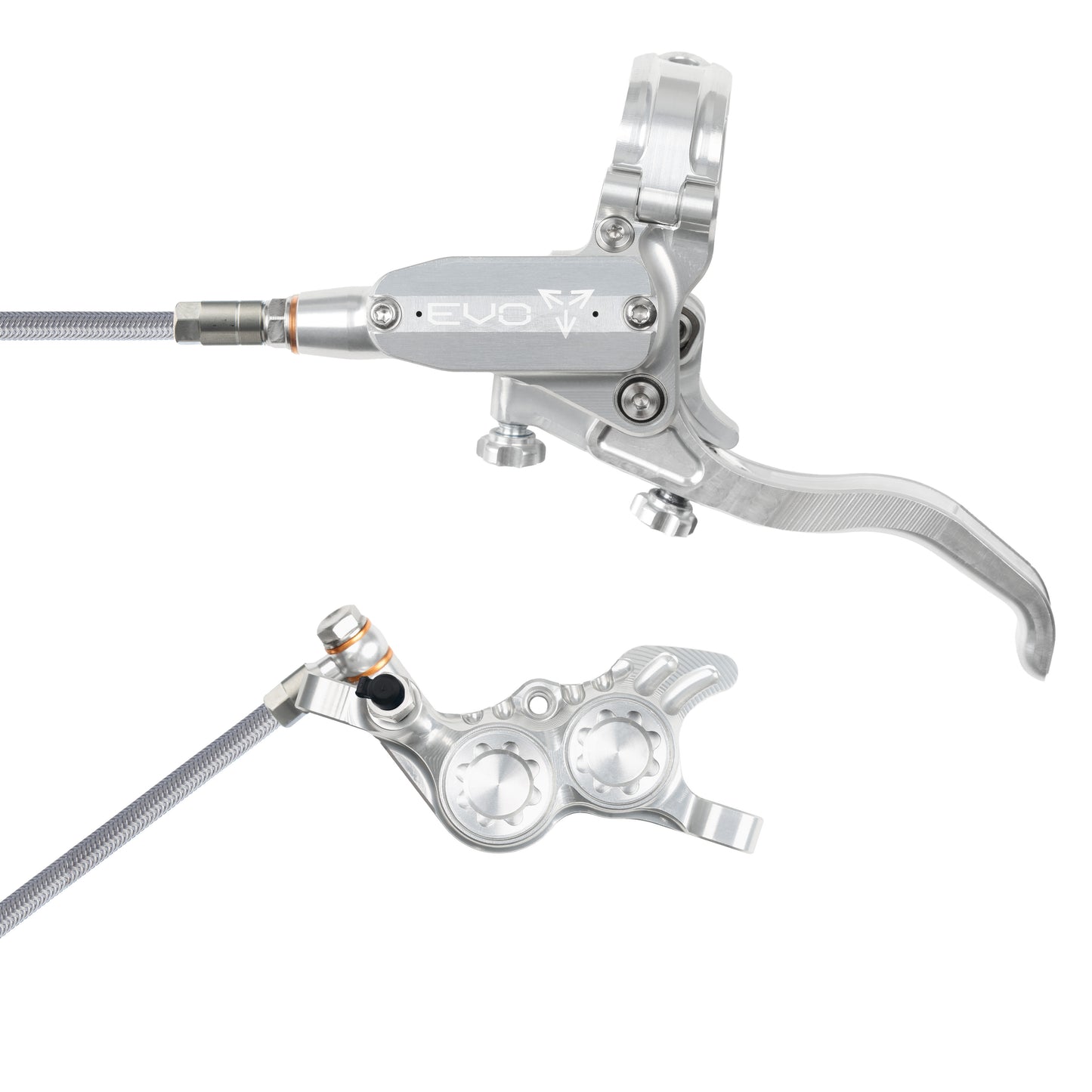 Hope Brake EVO GR4 No Rotor BRAIDED LH- Silver/Silver