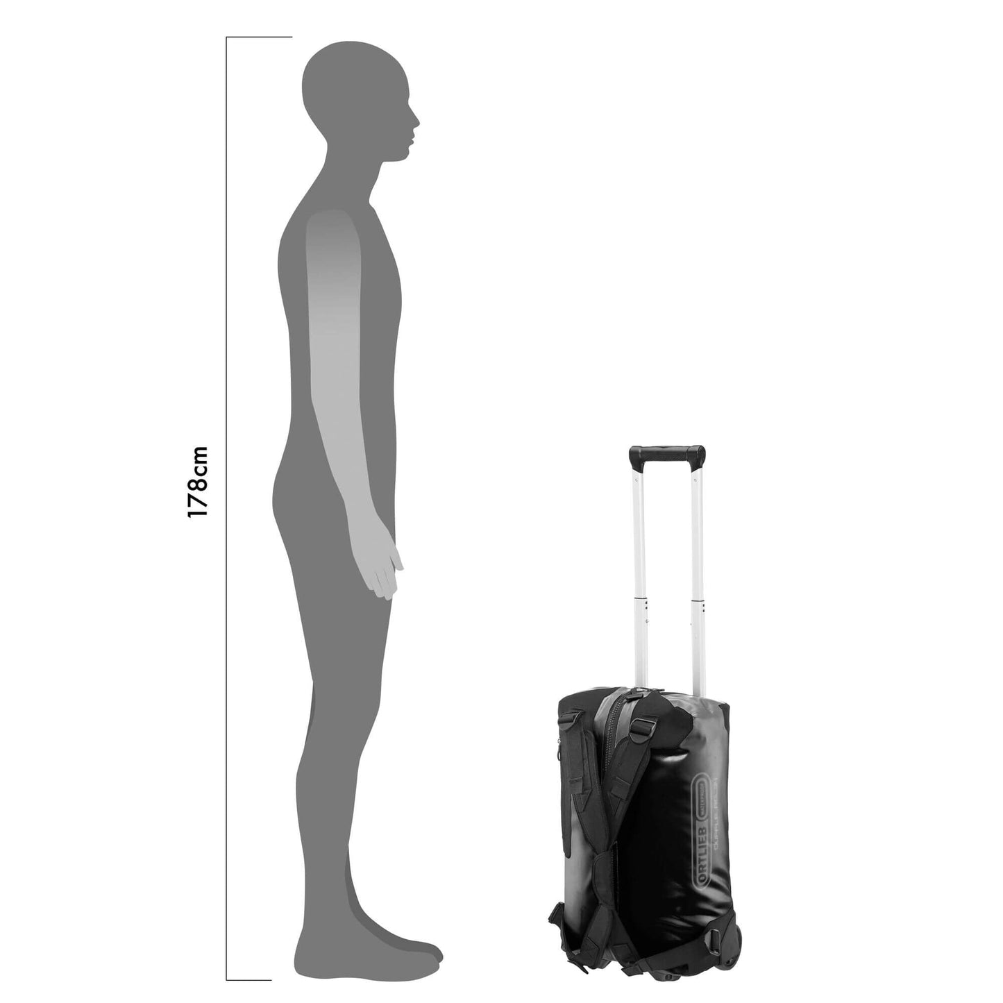 ORTLIEB TRAVEL BAG DUFFLE RG (WITH TELESCOPIC HANDLE) BLACK 34L