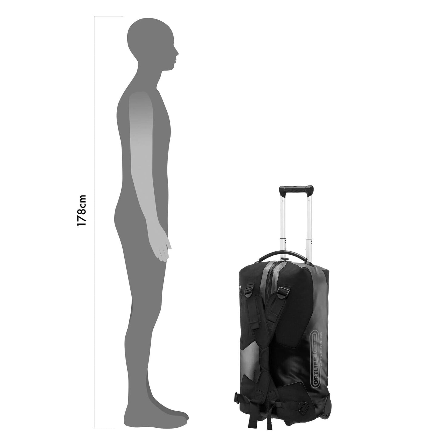 ORTLIEB TRAVEL BAG DUFFLE RG (WITH TELESCOPIC HANDLE) BLACK 34L