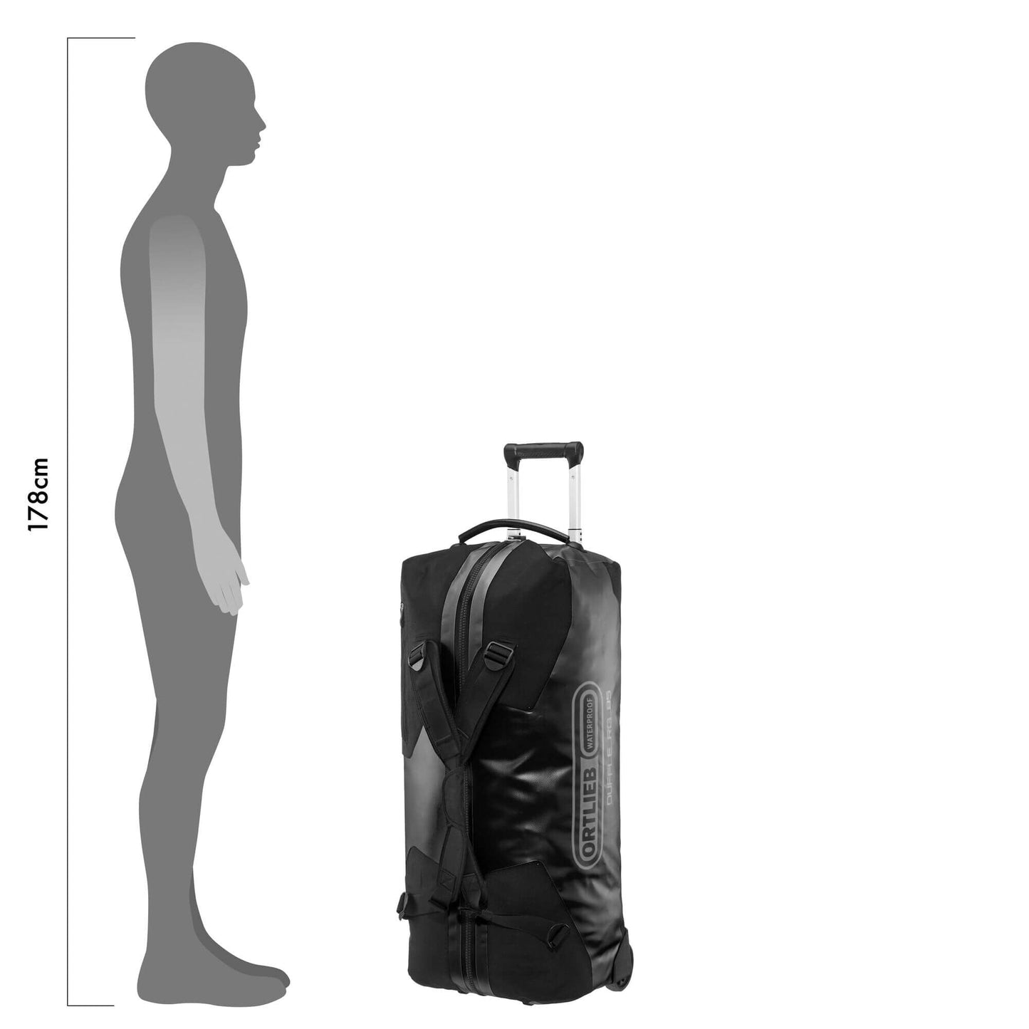 ORTLIEB TRAVEL BAG DUFFLE RG (WITH TELESCOPIC HANDLE) BLACK 34L