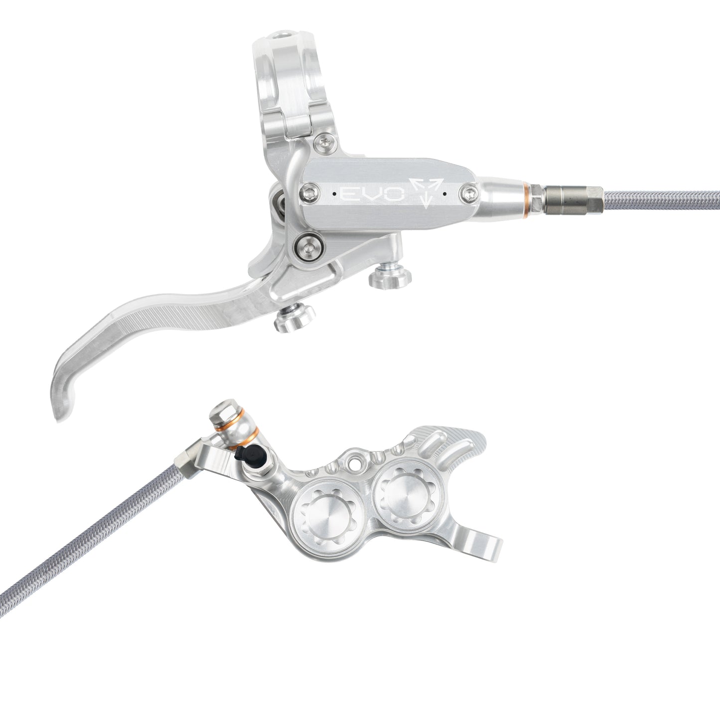 Hope Brake EVO GR4 No Rotor BRAIDED RH- Silver/Silver