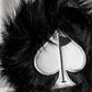 Black fuzzy driver cover for golf club, featuring a sleek design and soft texture.