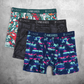 2UNDR x P&A Swing Shift 6'' Box Briefs (3 Pack)- Graffiti Splatter, Tiger Shatter & Palm Drip